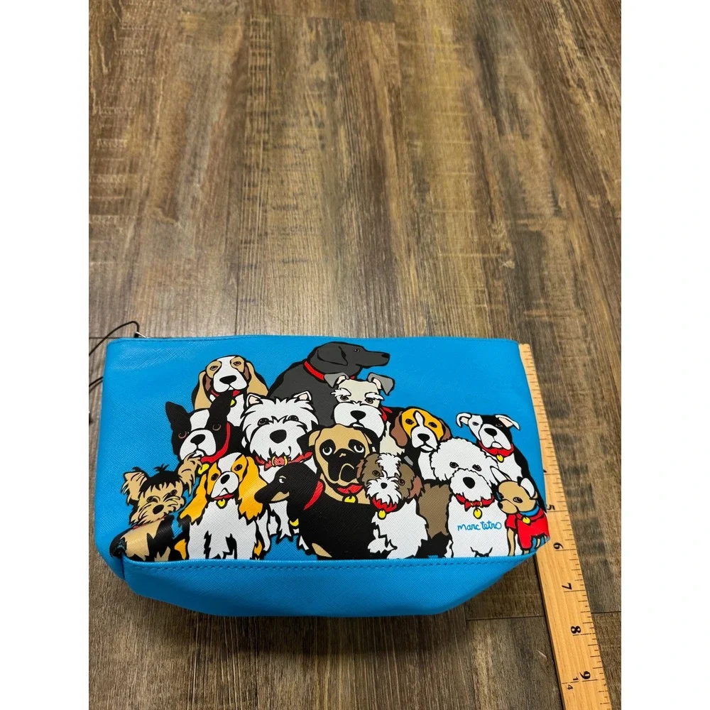 Marc Tetro Blue Dog Print Tote Bag and Matching Cosmetic‎ Pouch Set Please Read